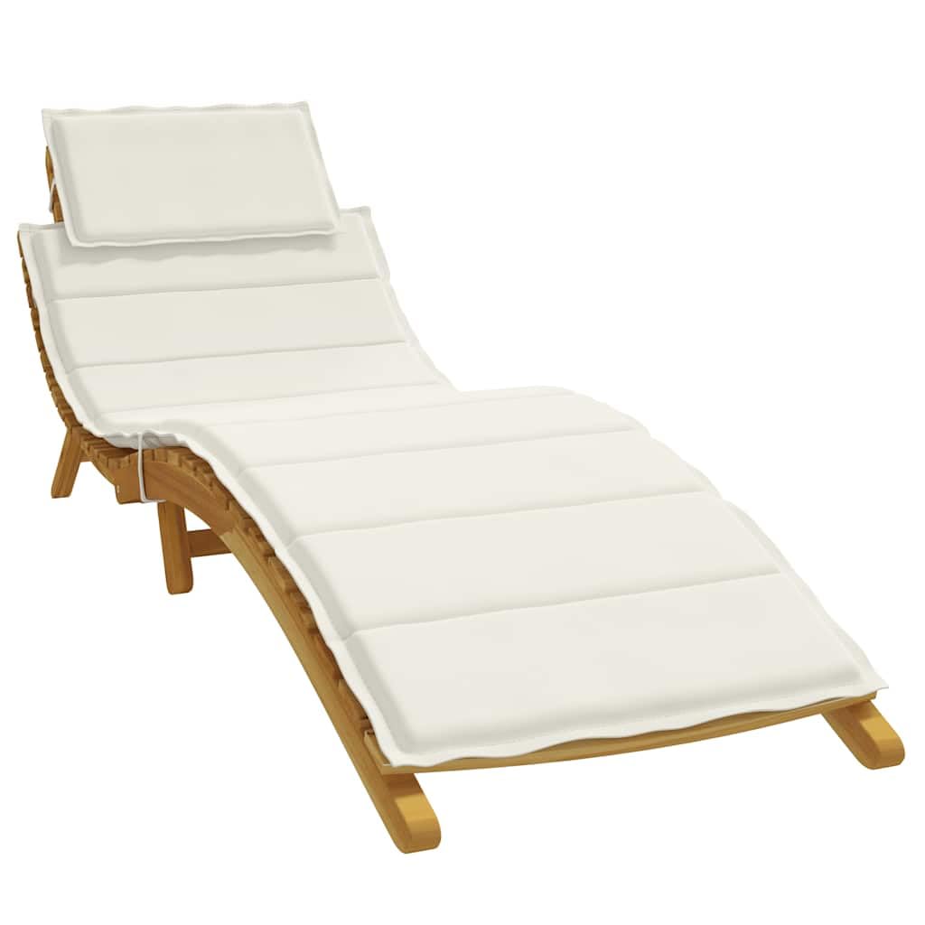 Cuscino per Lettino Prendisole Crema Mélange in Tessuto 100% Poliestere 186x58x4cm con Imbottitura in Fibra di Schiuma Antiscivolo Lavabile per Giardino Esterno Interno Comfort Ergonomico