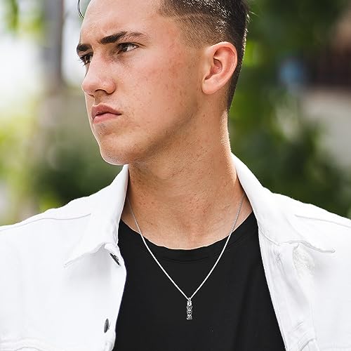 Skull Ash Necklace For Men 925 Sterling Silver Skull Urn Keepsake Pendant Goth Necklace Memorial Jewelry Gifts2