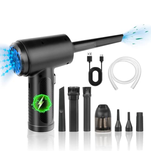 Compressed Air Duster 51000RPM Electric Air Duster & Vacuum Cleaner 2 in 1 Rechargeable 7600mAh Cordless, Keyboard and Computer Cleaner Compressed Air Dusters