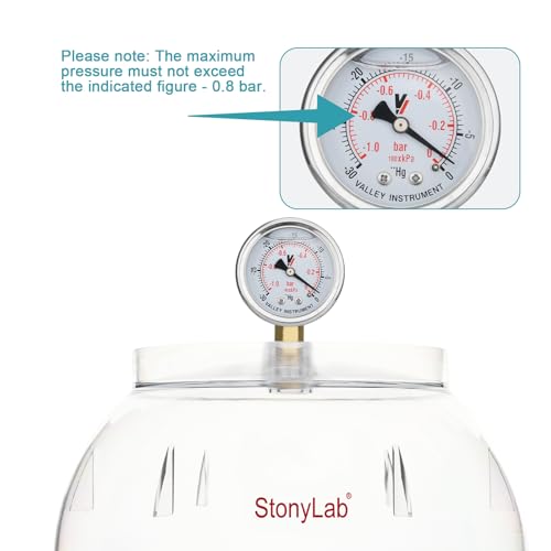 Dessiccateur à vide en PC stonylab de qualité supérieure avec manomètre et joint silicone - 5