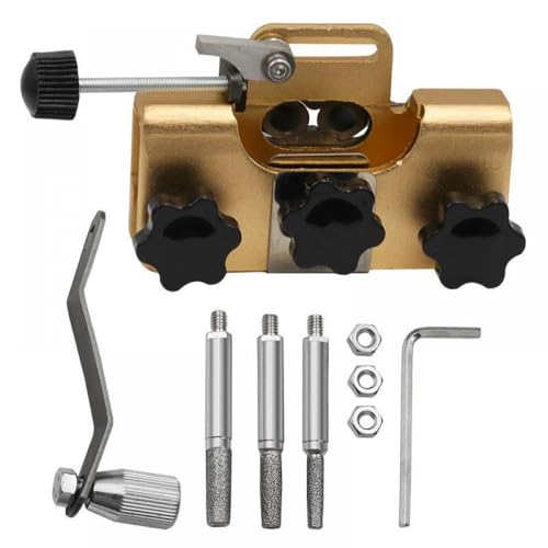 IVLAZLRG Herramienta de Afilado de Cadena de motosierras con Piedras de Molinillo compatibles con Varias Sierras y motosierras eléctricas(Gold)