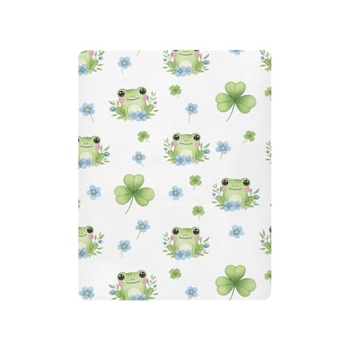 Image of Frog Flowers White Fitted Crib Sheet for Boys Girls Baby Bed Sheets for Toddler Bed Mattress,39 x 27 in