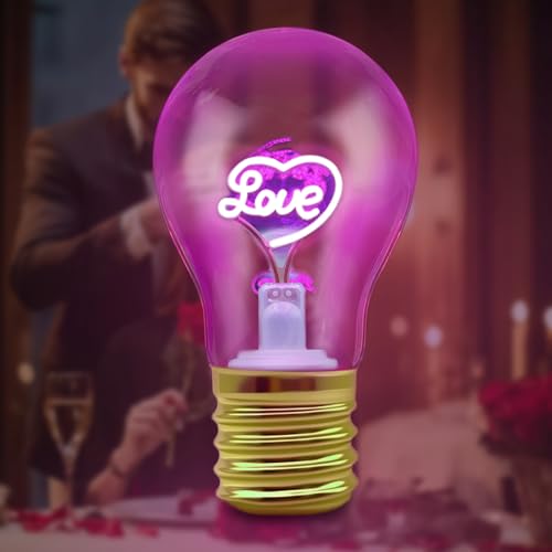 Fancysky Vintage LOVE Lampada da Tavolo a Forma di Lampadina Regolabile,Lampadina Senza Fili USB da Tavolo,Lampada da Comodino,Adatta come Regalo, Decorazione per Feste, Luce d'Atmosfera