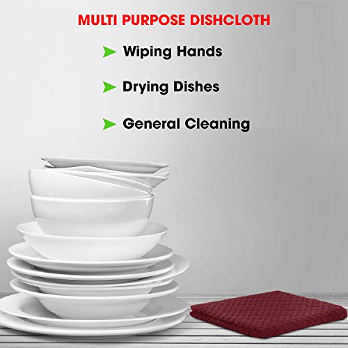 Talvania Dishcloths For Kitchen Cotton Terry Dish Cloths 12 Pack Soft And Absorbent Cleaning Dish Rag 12” X 12” Small Dish Towels (Red) #TOP5