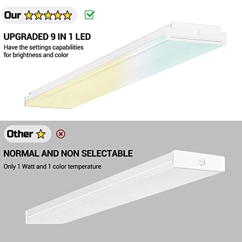 FaithSail Dimmable 4FT LED Wraparound, 4 Foot LED Light Fixture with 3 Watt/3 Lumen/3 CCT, 30W/40W/50W, 3500lm/4500lm/5500lm, 3000K/4000K/5000K, 48\'\' Flush Mount Light, Fluorescent Replacement, 2 Pack - Thumbnail 6