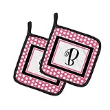 Caroline S Treasures Lettre B Monogramme – Rose Noir à pois Paire de maniques Cj1001-bpthd, 7.5hx7.5 W, Multicolore