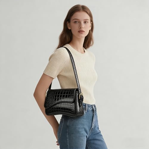 Image of Amszke Shoulder Bag for Women Y2K Crossbody Purse PU Leather Underarm Handbag 2 Adjustable Strap for Daily Commute Travel