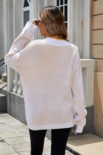 Image of Cakulo Womens Oversized Striped V Neck Long Sleeve Sweaters