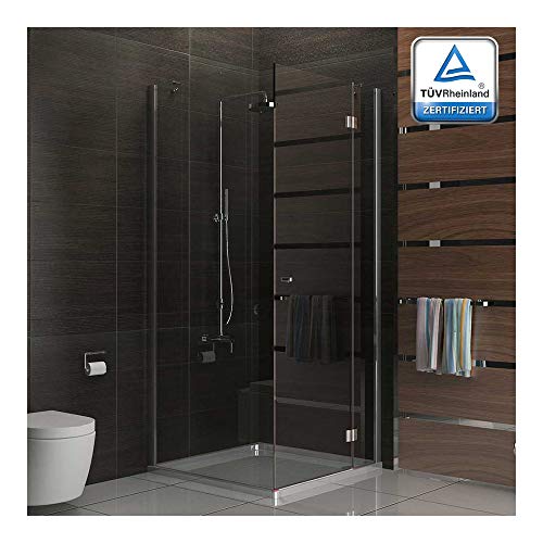 Shower Cabin Frameless Shower Door 80 x 80 x 200 cm Safety Glass Shower Enclosure Corner Entry/Shower Enclosure Height Approx. 200 cm/Foldable Partition Wall Shower