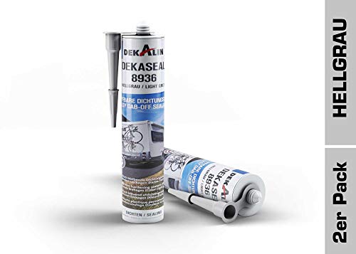 Preisvergleich Produktbild 2x Dekalin Dekaseal Dichtungsmasse 8936 Hellgrau (Kartusche) 310 ML, abtupfbar