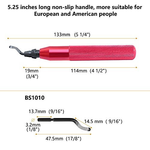Deburring Tool with 11 High Speed Steel BS1010 Rotary Burr Removal Blades - Askwhy 3D Print and PVC Tube Pipe Deburr - Debur Metal Hand Extractor-Aluminum Copper Plastic Deburr-red - Thumbnail 4