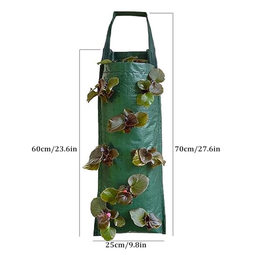 XJKLBYQ Hanging Strawberry Planter,2Pcs Vegetable Planting Bags with 8 Pockets,Hanging Aeration Planter for Strawberry Tomato and Hot Pepper