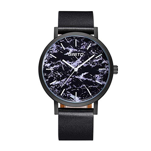 Montre homme affaires en acier inoxydable et bracelet cuir