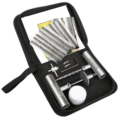 BETOOLL Tire Repair Kit, 24 Pcs Professional Heavy Duty Universal Emergency Flat Tire Repair Kit to Fix Punctures, for car Motorcycle, Truck, Golf Cart, ATV, Tractor, ARB, RV, SUV, Trailer etc.