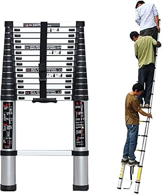 Folding Ladder Ladders,Heavy Duty Telesladder Collapsible Tall, Roof Climb Telescoping Ladder, Portable Retractable/Extension Ladder for Rv Boat Dock Camping Home, Load 300Lbs (Color : 8m/12.4ft)