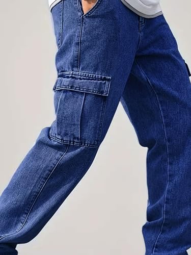 Image of Men's Loose Fit Denim Jeans | Mid Rise Straight Baggy Fit | Stretchable Casual Streetwear Jeans for Men