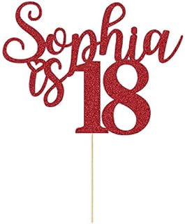 EDSG Personalised Birthday Cake Topper | Happy Birthday Decorations | Double Sided Glitter Card Any Name Age 16th 18th 21st 30th 40th Customized - Multicolour Glitter Cake Decoration