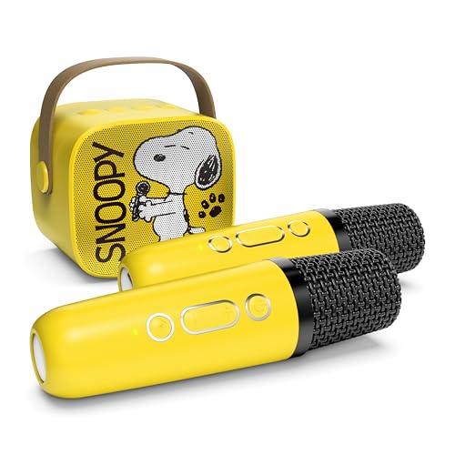 Image of Peanuts Snoopy Dance Wireless Speaker and (2) Karaoke Microphones- Yellow