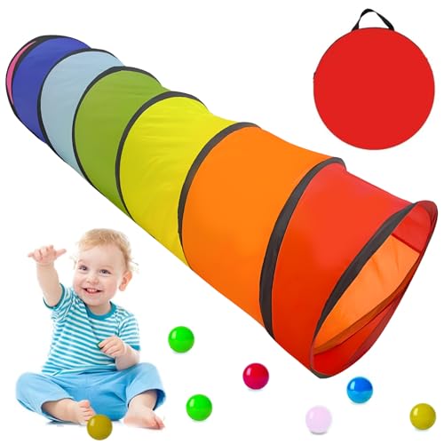 180 cm Spieltunnel für Kinder – 46 cm runde Öffnung Babytunnel Bunter...