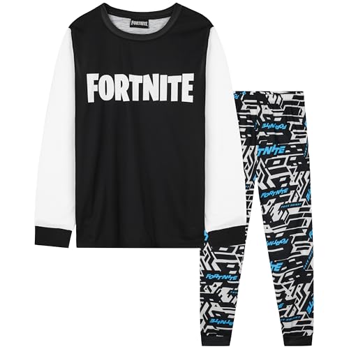 Get Trend Minecraft Pijama Niño Manga Larga, Conjunto Pijama para Niños y Adolescentes, Creeper Lounge Set, Ropa de Dormir, Regalo Gamer (15-16 Años, Azul/Blanco Fortnite)
