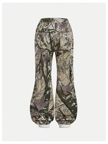 Verdusa Girl's Grunge Camo Flare Jeans Y2K Streetwear Cargo Denim Pants with Pockets2