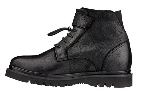 Image of CALTO Men's Invisible Height Increasing Elevator Shoes - Black Leather Lace-up Work-Style Casual Boots - 3.2 Inches Taller - K83114 - Size 6 D(M) US