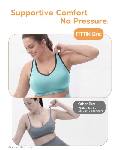 Image of FITTIN Supportive Sports Bra for Large-Bust: 12-Hour Zero-Pressure Comfort | Full Coverage No Spillage Comfortable Fit Padded Racerback Sports Bras for Yoga Gym for C-DDD Cup Plus Size Women