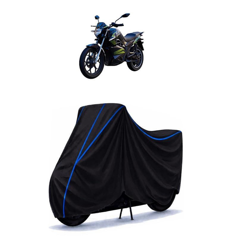Image of Hop OXO Standard Bike Cover Water Resistant Universal Motorcycle Rain | Heavy Duty UV Protection, Dust, Scratch Indoor Outdoor All Weather with Black Blue Piping Elastic