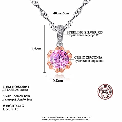 Collier chaîne onde d'eau avec son pendentif bicolore en pierre zircon rose à offrir - 2