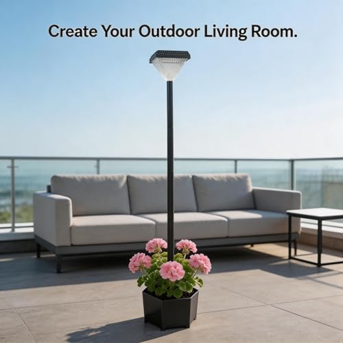 DJGIFI Solar LED Post Light with Planter, 138 cm, Black by DJGIFI - Used condition - Image 8