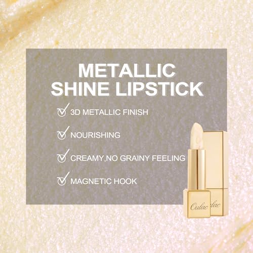 OULAC Metallic Shine Lipstick - Sheer White Lip Balm, Lightweight Soft Lip Base Ultra Hydrating, Moisturizing Primer for Lips, Vegan & Cruelty-Free, Sheer Coverage Lip Color 4.3 g/0.15, Crystal Veil - Image 5
