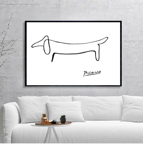 Peinture de chien One Stroke KEBIA Picasso | Affiche noir et blanc pour salon 50x70 cm