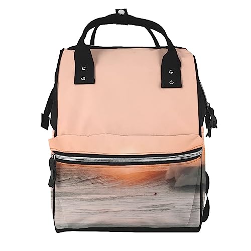 Sac à dos à langer grand format et unisexe au motif vagues de la mer pour bébé fille garçon