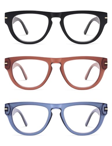 AMOMOMA 3 Pack Retro Square Reading Glasses for Women Men