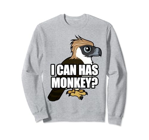 I Can Has Monkey Funny Cartoon Philippine Eagle Meme Raptor Sweatshirt