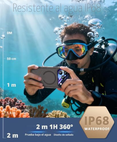 Funda para iPhone 17 Pro Max Beeasy impermeable y magnética negra con protección 360 4