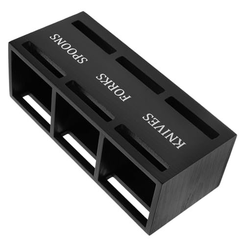 OUNONA Organizador de Cubiertos de Madera Capacidad Grande, Diseño Dividido en 3 Secciones y Jaula para Palillos, Adecuado para Cocina y Eventos Sociales
