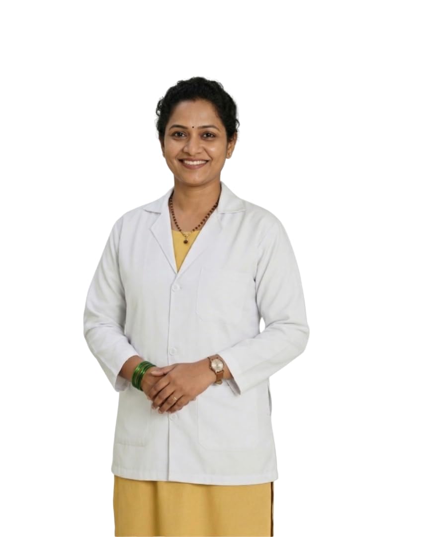 Confident professional woman in white coat holding notebook, smiling warmly, dressed in simple elegant attire, representing healthcare expertise, kindness, and dedication (IN, Alpha, XL)-picture-38