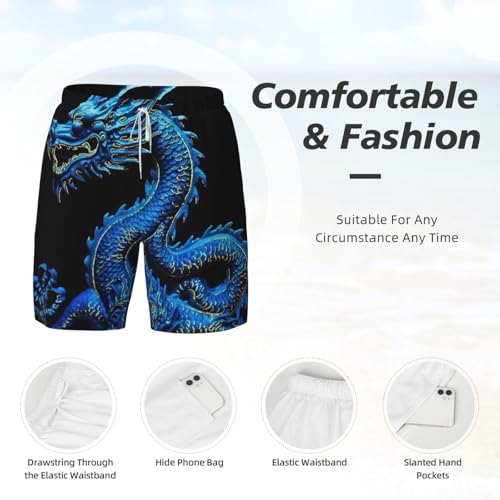 Men's Swim Trunks Quick Dry Board Shorts Blue Dragon Beach Shorts with Pocket Bathing Suits for Men4