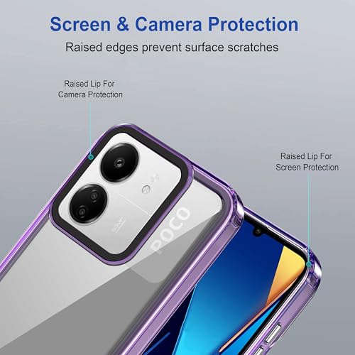 Image of Zapcase Back Case Cover for Poco C65 | Compatible for Poco C65 Back Cover | Case Cover with Camera Protection | (TPU + PC | Translucent Purple)
