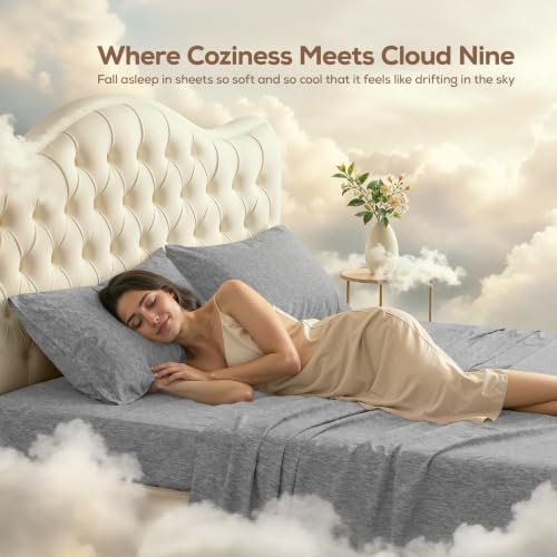 Image of Utopia Bedding Queen Size Sheet Set - 4 Piece Bed Sheets, Soft and Breathable Microfiber, Includes 1 Fitted Sheet, 1 Flat Sheet and 2 Pillowcases - Oeko Tex (Heather Grey)