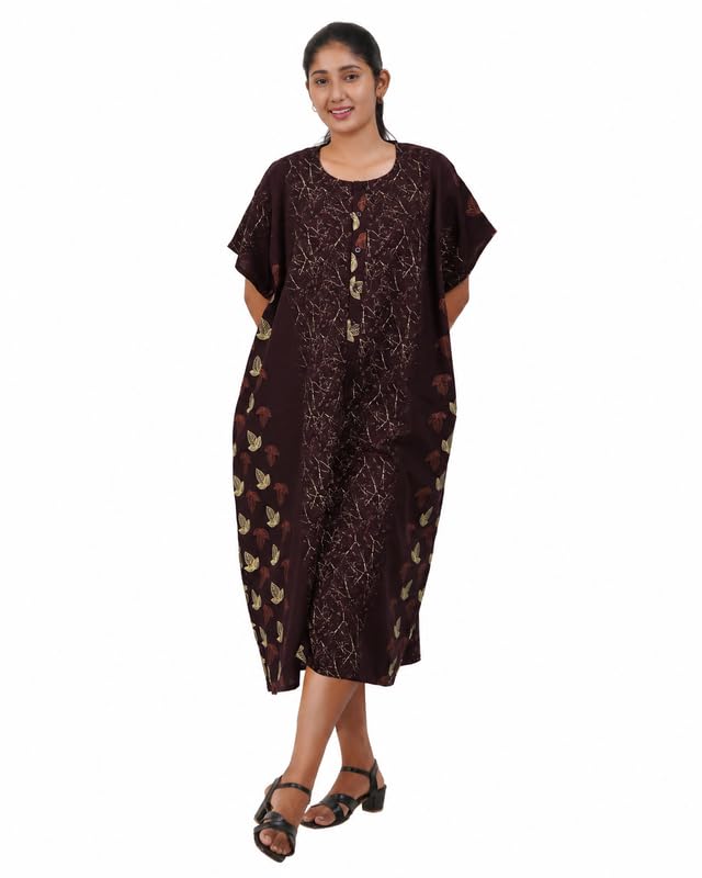 Image of MENMAII Women's [Free Size] Full Open /Front Buttoned [a Kind of Adaptive Clothing] Multipurpose Nighty for Maternity /Pregnancy /Elderly /Patient /Feeding /Hospital Purpose Nighty