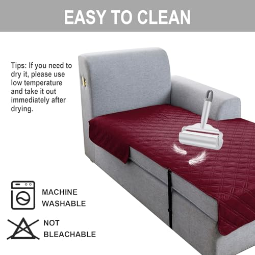 Image of Genina L Shape Couch Cover, Sectional Couch Chaise Covers, Waterproof Washable Sofa Covers for Right L Shape Chaise Lounge, Anti-Slip Sofa Slipcovers for Dogs Cats Pet Friendly (Burgundy)