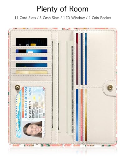 Image of Nipichsha Womens Wallet, RFID Slim Wallets for Women, Thin Ladies Credit Card Holder Purse, Cute Leather Bifold Clutch Billfold with 11 Card Slots & ID Window, Rosemary