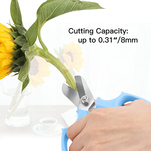 Image of Housolution Flower Scissors, Premium Steel Garden Pruning Shears, Blue | Strong Floral Shears, Floral Fruits Leaf Scissors Hand Pruner Snip Trimming Tool for Gardening Flower Arrangement