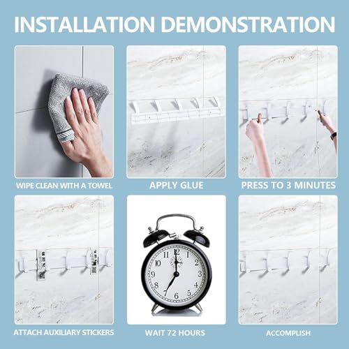 Miniatura 6 de Aivoro Percheros Pared, 2 Piezas Perchero De Pared De Metal, Chaquetas, Bufandas, Abrigos,5 Ganchos Blanco