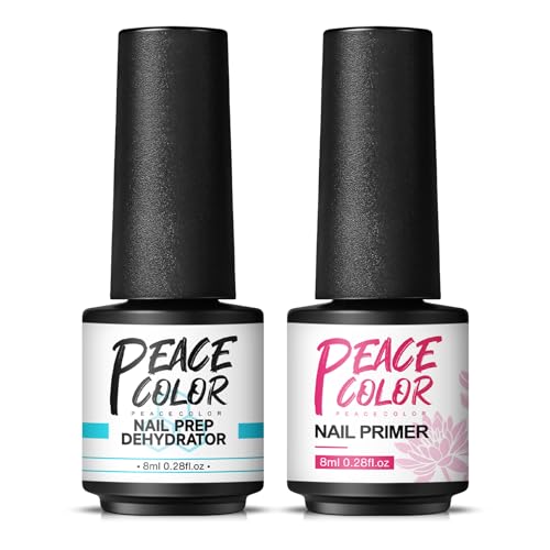 Peacecolor Primer para uñas de gel deshidratador para uñas, profesional Nail Prep Quick Air Dry Superior Bonding Primer Set para esmalte de uñas de gel acrílico uñas Poly Gel 8 ml