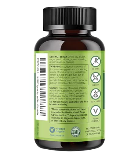 image for NATURELO Vegan Iron Supplement with Vitamin C and Organic Whole Foods 