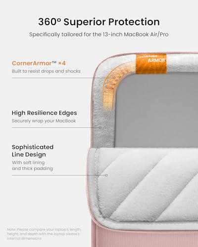 Image of tomtoc 360 Protective Laptop Sleeve for 13-inch New MacBook Air M5 /A3449 (2026) M4 /A3240, M3 /A3113, M2 /A2681, M1 /A2337, Water-Resistant Computer Case Bag Fits 13 inch MacBook Neo A18 & MacBook Pro M2 /M1