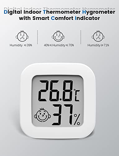 Mini-thermometer, hygrometer, voor binnen, digitaal, hoge precisie, temperatuurmonitor en vochtigheidsmeter, thermo-hygrometer, comfortniveau-indicator - Afbeelding 6